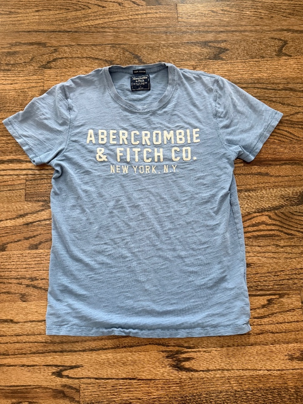 Y2K Abercrombie & Fitch Applique Light Blue Shirt Size S 100% Cotton